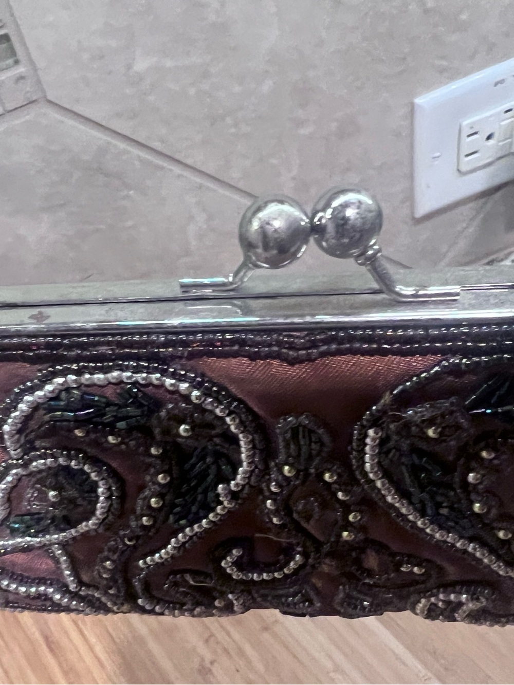 Source Unknown Brown Beaded Evening Clutch with Metallic Accents - Picture 6 of 15